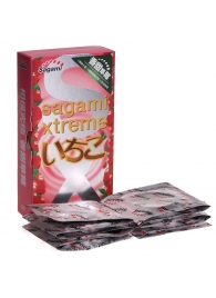 Презервативы Sagami Xtreme Strawberry c ароматом клубники - 10 шт. - Sagami - купить с доставкой в Одинцово