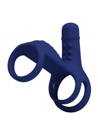 Синяя вибронасадка на пенис Vibrating Penis Sling - Baile - в Одинцово купить с доставкой