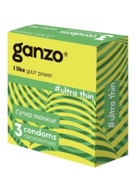 Ультратонкие презервативы Ganzo Ultra thin - 3 шт. - Ganzo - купить с доставкой в Одинцово