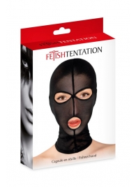 Черная сетчатая маска на голову с отверстиями для глаз и рта - Fetish Tentation - купить с доставкой в Одинцово