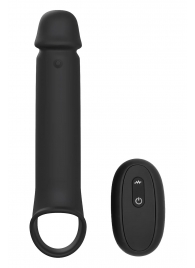 Черная насадка-удлинитель с вибрацией Vibrating Extender With Remote - Dream Toys - в Одинцово купить с доставкой