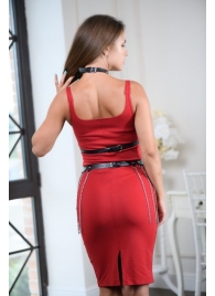 Черно-серебристая портупея-юбка plus size с цепочками - БДСМ Арсенал - купить с доставкой в Одинцово