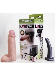 Страпон-унисекс с двумя насадками UNI strap 7  Harness - 19 и 16 см. - LOVETOY (А-Полимер) - купить с доставкой в Одинцово