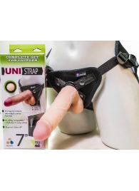 Страпон-унисекс с двумя насадками UNI strap 7  Harness - 19 и 16 см. - LOVETOY (А-Полимер) - купить с доставкой в Одинцово