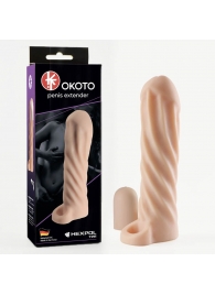 Телесная насадка-удлинитель Okoto со спиралевидным рельефом - 16 см. - Sitabella - в Одинцово купить с доставкой