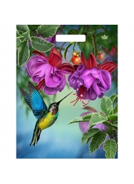 Пакет с принтом в виде колибри в цветах с вырубной ручкой (31х40 см) - Сима-Ленд - купить с доставкой в Одинцово