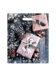Новогодний пакет с принтом в виде подарков и вырубной ручкой (45х38 см) - Сима-Ленд - купить с доставкой в Одинцово