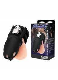 Черная клетка для пениса Silicone Small 2 in Cock Cage With Ball Divider - BlueLine - купить с доставкой в Одинцово