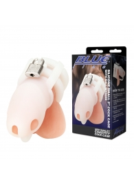 Белая клетка для пениса Silicone Small 2 in Cock Cage With Ball Divider - BlueLine - купить с доставкой в Одинцово