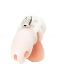 Белая клетка для пениса Silicone Small 2 in Cock Cage With Ball Divider - BlueLine - купить с доставкой в Одинцово