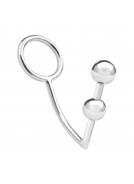 Кольцо на пенис с анальным стимулятором Two Bead Stainless Steel Anal Hook   Cock Ring - BlueLine - в Одинцово купить с доставкой