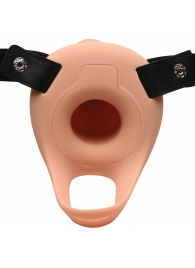 Телесный полый страпон 2  Erection 28X Smooth Vibrating Silicone Penis Sheath - 16 см. - XR Brands - купить с доставкой в Одинцово