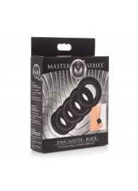 Комплект из 5 черных эрекционных колец для мошонки Ring Master Custom Ball Stretcher Kit - XR Brands - в Одинцово купить с доставкой