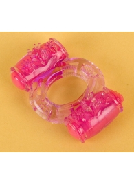 Фиолетовое виброкольцо с двумя вибропульками - Toyfa Basic - в Одинцово купить с доставкой