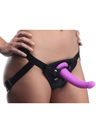 Лиловый поясной страпон Navigator Silicone G-Spot Dildo with Harness - 17,8 см. - XR Brands - купить с доставкой в Одинцово