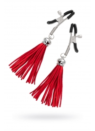 Зажимы на соски «Прищепки» с красными кисточками из замши - Pecado - купить с доставкой в Одинцово