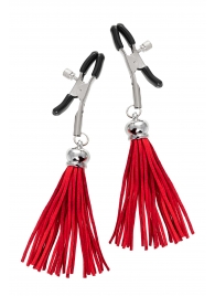 Зажимы на соски «Прищепки» с красными кисточками из замши - Pecado - купить с доставкой в Одинцово