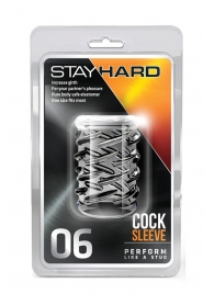 Прозрачная насадка с объёмными чёрточками STAY HARD COCK SLEEVE 06 CLEAR - Blush Novelties - в Одинцово купить с доставкой