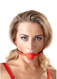 Силиконовый кляп-шар на чёрных ремешках Red Gag silicone - Orion - купить с доставкой в Одинцово