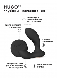Черный вибромассажер простаты с пультом ДУ Hugo 2 Remote - Lelo - в Одинцово купить с доставкой