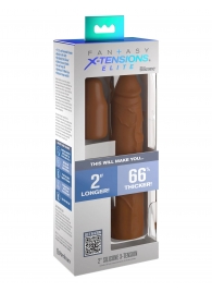 Коричневая насадка на член 2  Silicone X-tension - 20,3 см. - Pipedream - в Одинцово купить с доставкой