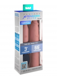 Телесная вибронасадка на член 3  Vibrating Mega X-tension with Remote - 22,9 см. - Pipedream - в Одинцово купить с доставкой