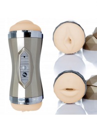 Двусторонний мастурбатор с вибрацией Double Delight - вагина и ротик - Boys of Toys - в Одинцово купить с доставкой