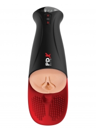 Телесный мастурбатор-вагина в черной колбе с вибрацией Fuck-O-Matic Pro XL - Pipedream - в Одинцово купить с доставкой