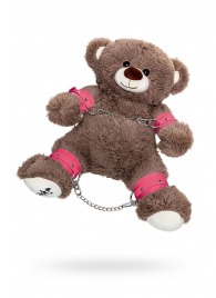 Бондажный набор: бурый мишка с розовыми оковами и наручниками - Pecado - купить с доставкой в Одинцово
