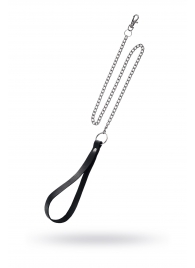 Поводок с ручкой из черной натуральной кожи и карабином для ошейника - Pecado - купить с доставкой в Одинцово