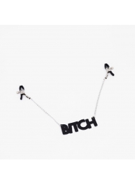 Зажимы на соски с кожаной подвеской Bitch - Crazy Handmade - купить с доставкой в Одинцово