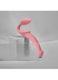 Розовый безремневой страпон Strap-on-me Semi-Realistic Bendable Strap-On size M - Strap-on-me - купить с доставкой в Одинцово