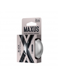 Черные утолщенные презервативы MAXUS Extra Strong с железным кейсом - 3 шт. - Maxus - купить с доставкой в Одинцово
