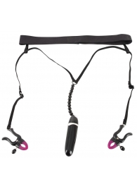 Женские вибростринги с зажимами для половых губ Spreader String with Vibrator - Orion - купить с доставкой в Одинцово