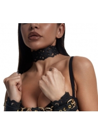 Черный ажурный чокер с золотистой фурнитурой - Crazy Handmade - купить с доставкой в Одинцово