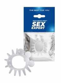 Эластичное эрекционное кольцо с шариками и лучами - Sex Expert - в Одинцово купить с доставкой