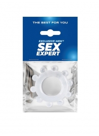 Прозрачное эрекционное кольцо со стимулирующими шариками - Sex Expert - в Одинцово купить с доставкой