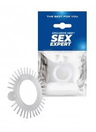 Эластичное эрекционное кольцо с шипиками и шариком - Sex Expert - в Одинцово купить с доставкой