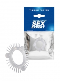 Эластичное эрекционное кольцо с 3 шариками и шипами - Sex Expert - в Одинцово купить с доставкой
