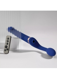 Синий безремневой страпон Multi Orgasm Bendable Strap-On size L с клиторальной стимуляцией - Strap-on-me - купить с доставкой в Одинцово