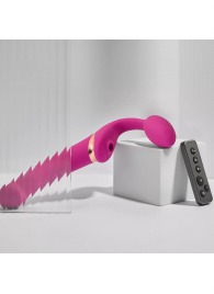 Ярко-розовый безремневой страпон Multi Orgasm Bendable Strap-On size L с клиторальной стимуляцией - Strap-on-me - купить с доставкой в Одинцово