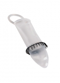 Закрытая насадка на пенис с подхватом мошонки и стимулирующими «ресничками» - Sextaz - в Одинцово купить с доставкой