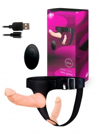 Женский страпон с 2 насадками, вибрацией и пультом ДУ - Erowoman-Eroman - купить с доставкой в Одинцово