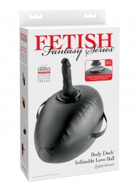 Черный надувной мяч с платформой для фиксации дилдо Body Dock Inflatable Love Ball - Pipedream - купить с доставкой в Одинцово