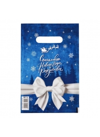 Сине-белый подарочный новогодний пакет с вырубной ручкой (20х30 см) - Сима-Ленд - купить с доставкой в Одинцово