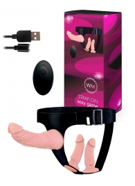 Женский страпон с 3 насадками и вибрацией - Erowoman-Eroman - купить с доставкой в Одинцово