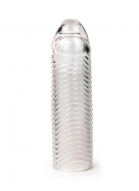 Прозрачная закрытая насадка на пенис с ребрышками - 16 см. - Sex Expert - в Одинцово купить с доставкой