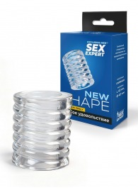 Прозрачная сквозная насадка на пенис с ребрышками - Sex Expert - в Одинцово купить с доставкой