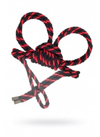 Черно-красные наручники-оковы ’’Узел-омега’’ из хлопковой веревки - Pecado - купить с доставкой в Одинцово