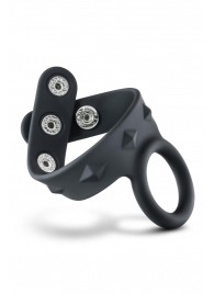 Черное эрекционное кольцо с подхватом мошонки на кнопках VS6 - Blush Novelties - в Одинцово купить с доставкой